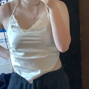 Satin draped halter top from romwe